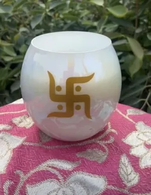 ELEGANTE HOMEZ Scented Jar Candle for Home Decoration Aroma Therapy Swastik Candles for Birthday Anniversary (Pack of 2)
