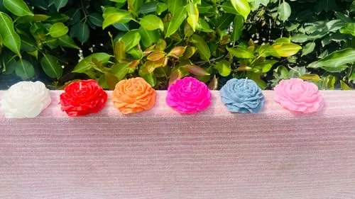 ELEGANTE HOMEZ Scented Peony Flower Candles Aroma Therapy Candles for Birthday Anniversary (Pack of 6, Purple)