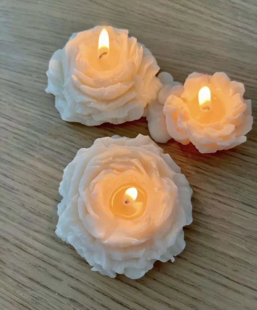 ELEGANTE HOMEZ Scented Peony Flower Candles Aroma Therapy Candles for Birthday Anniversary (Pack of 6, Purple)