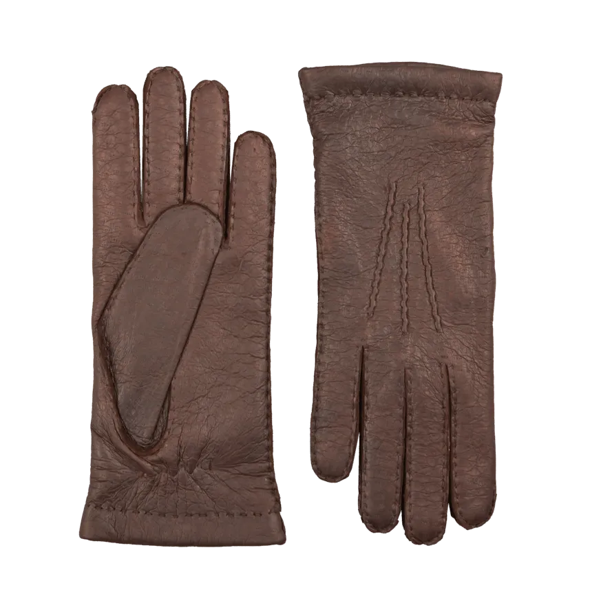 Espresso Cashmere Lined Peccary Handsewn Gloves