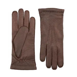 Espresso Cashmere Lined Peccary Handsewn Gloves
