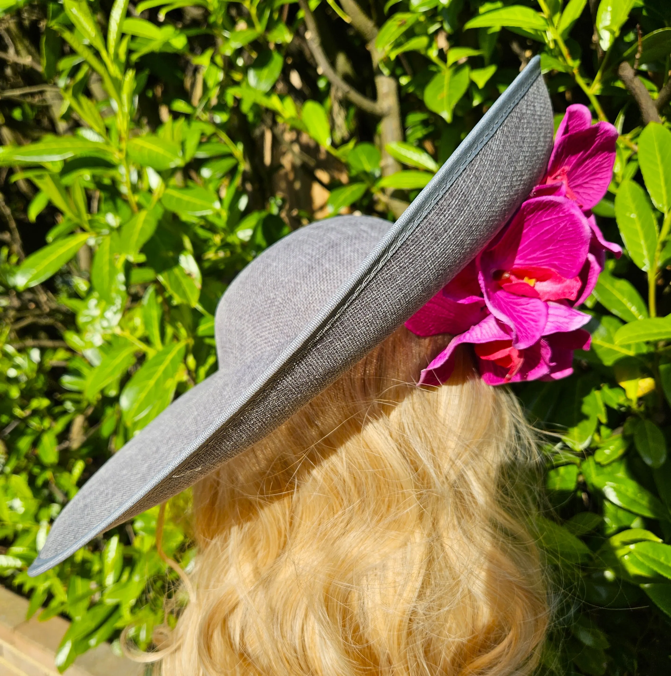 Extra Large Ascot Hat Grey Pink Magenta - Big Wedding Hats - Derby Hats - Occasion Hats for Ladies