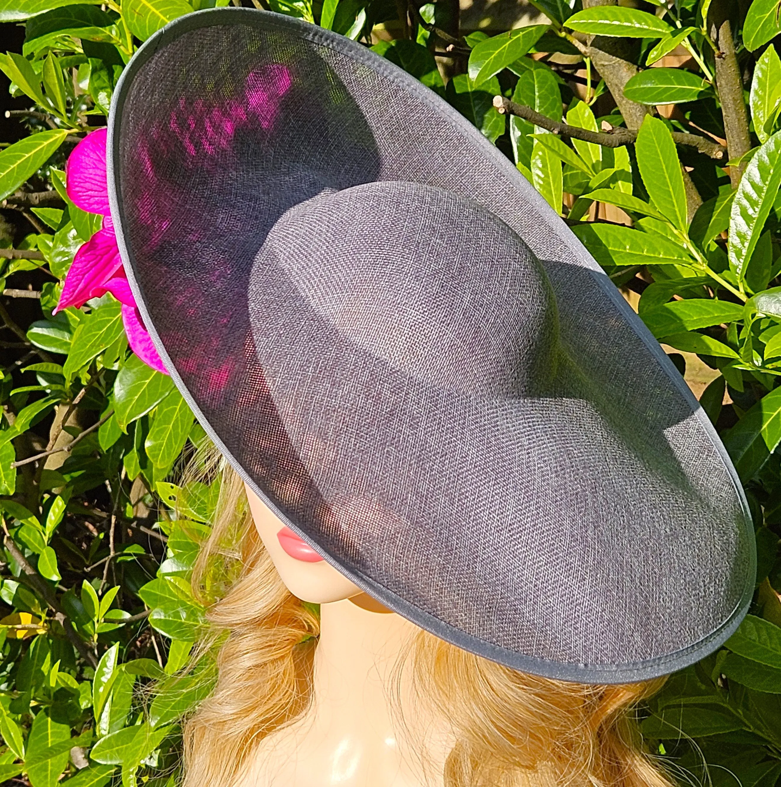 Extra Large Ascot Hat Grey Pink Magenta - Big Wedding Hats - Derby Hats - Occasion Hats for Ladies