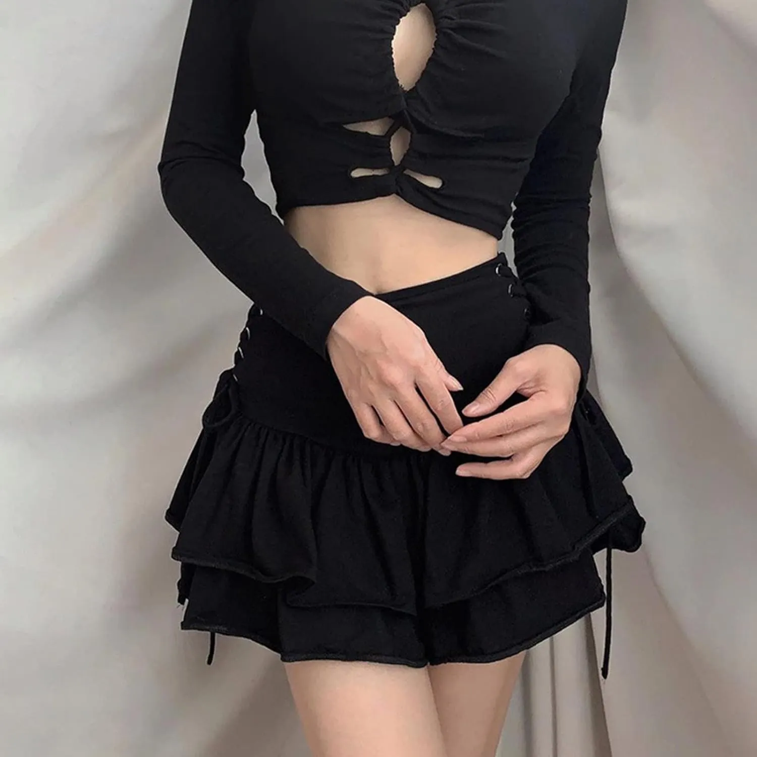 FEOYA Women's Skirt Steampunk Gothic Mini/Midi Skirts for Nightout Club Party