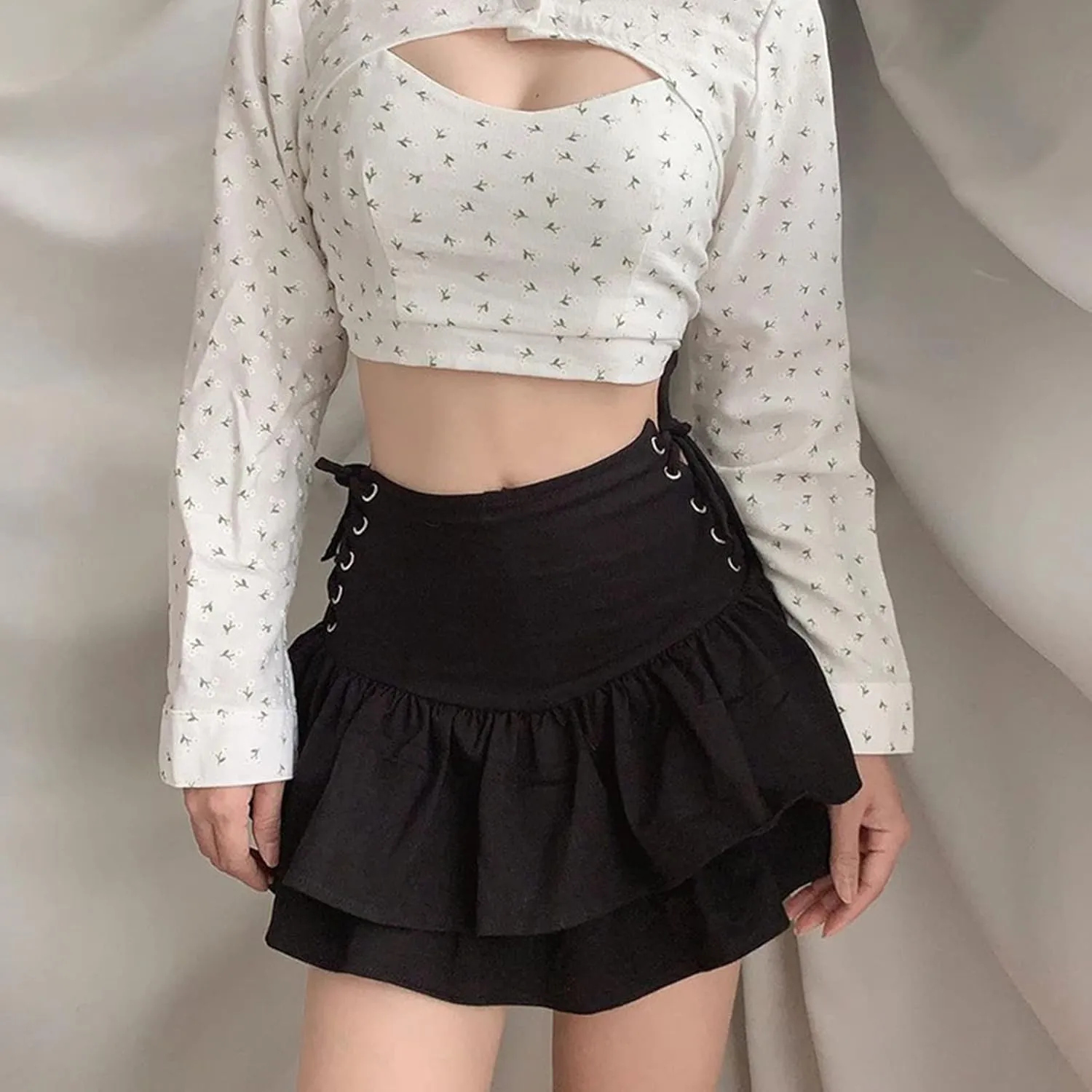 FEOYA Women's Skirt Steampunk Gothic Mini/Midi Skirts for Nightout Club Party
