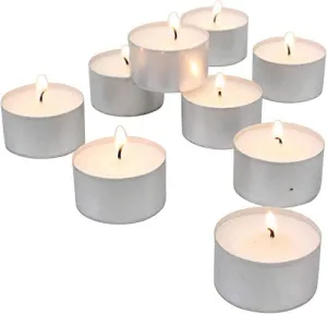 FIVON Unscented White Jumbo Tea Lights Candles for Home Decoration and Diwali Celebrations | Wax Candles 8-9 Hour Burning Time | Home Decoration Smokeless Tealight Wax Candles - Pack of 100