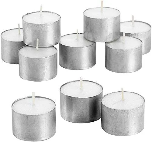 FIVON Unscented White Jumbo Tea Lights Candles for Home Decoration and Diwali Celebrations | Wax Candles 8-9 Hour Burning Time | Home Decoration Smokeless Tealight Wax Candles - Pack of 100
