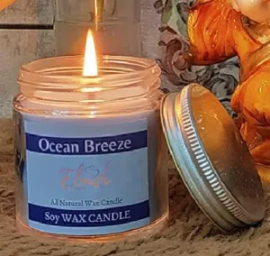 Floish Decor Premium Scented Aluminium Lid Glass Jar Candle | Home Decor Candle | Scented Gift Candle | 24 Hours Burn Time (Ocean Breeze, Pack of 4)