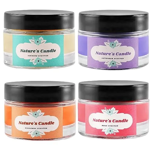 Floish Decor Premium Scented Nature's Candle Set | Home Decor Candles | Scented Candles Gift Set | Burning Time - 12hrs Each | Set of 4