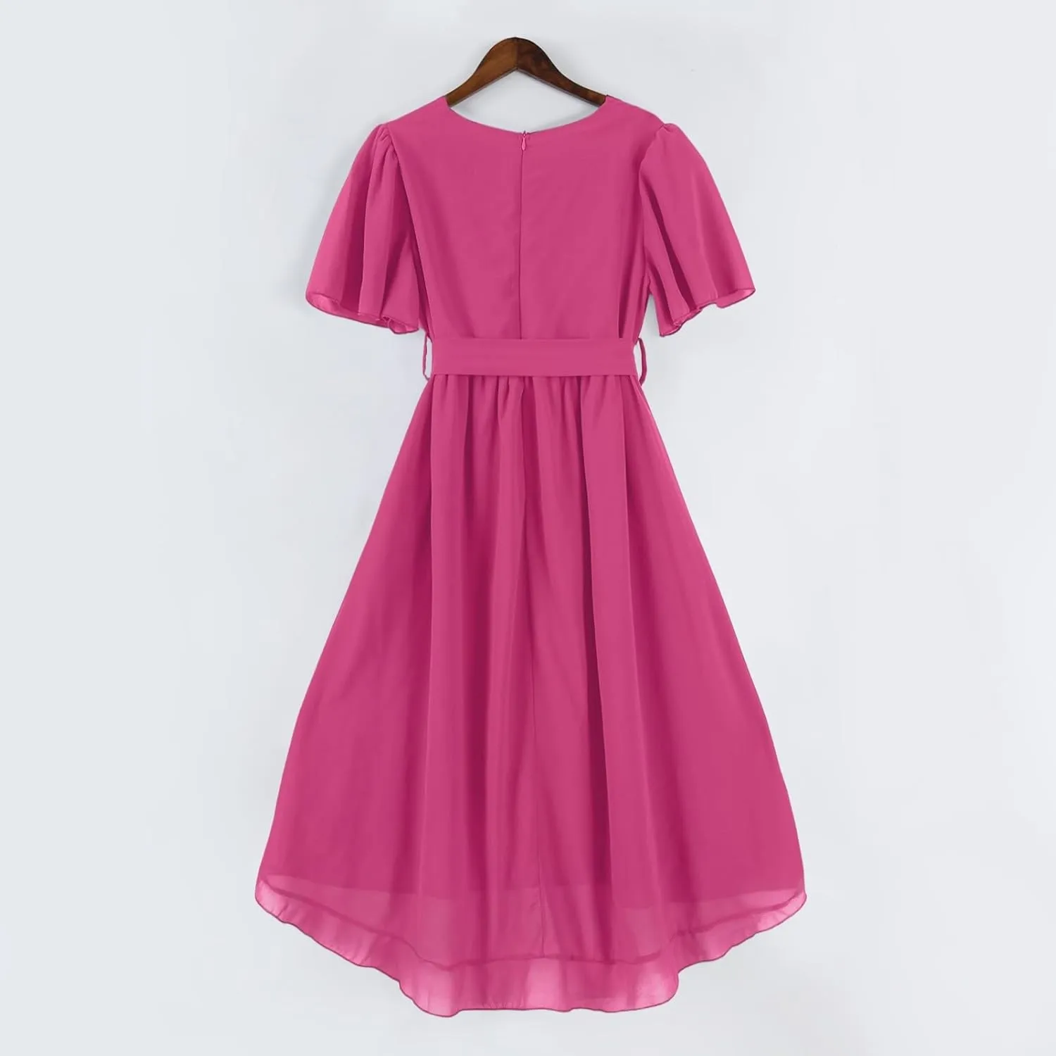 Floral Wedding Guest Dresses Short Sleeve V Neck Chiffon Dress Cute Holiday Hawaiian Travel Outfits