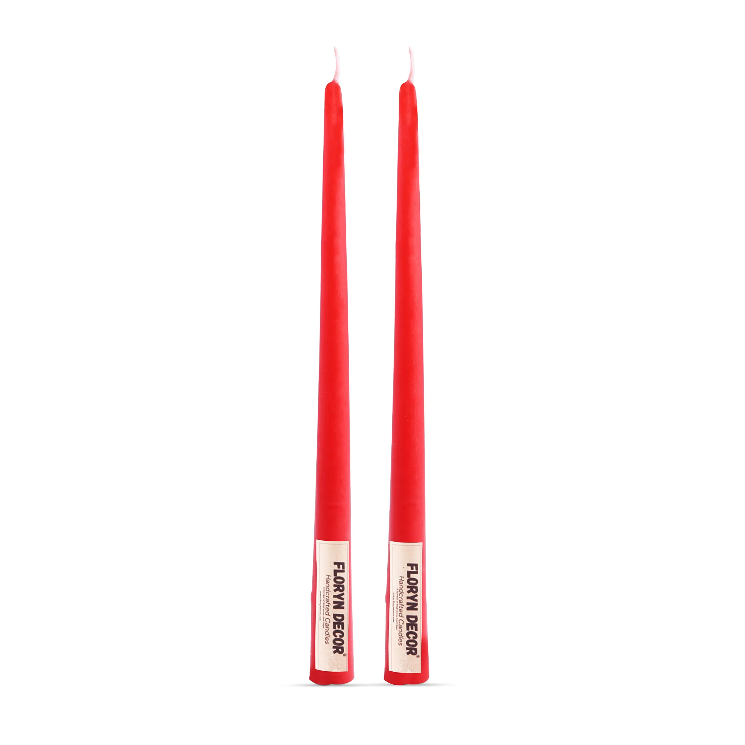 Floryn Decor Long Red Taper Candles | Elegant Long Candles for Your Home Decor | Each Candle is 10 inches Long, Smokeless & Dripless (Pack of 12)