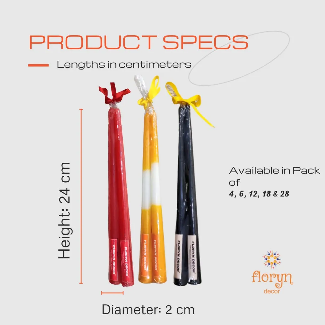 Floryn Decor Long Red Taper Candles | Elegant Long Candles for Your Home Decor | Each Candle is 10 inches Long, Smokeless & Dripless (Pack of 12)