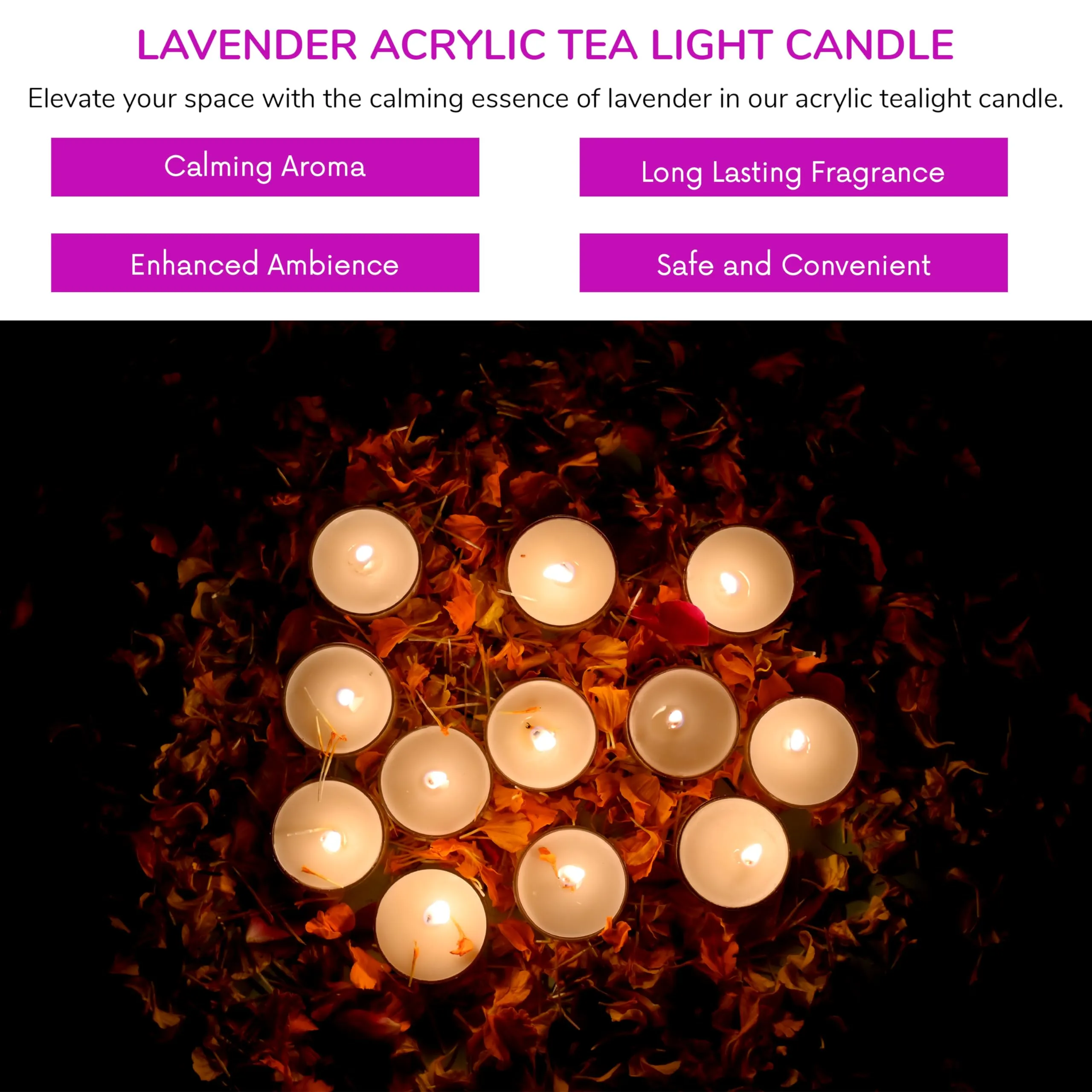 Floryn Decor Luxe Luxurious Lavender Scented Tealight Candles | Long Burning Tea Light Candle- Pack of 12, Soy Wax (Set of 96)