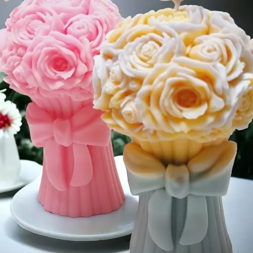 Flower Bouquet Candles Aesthetic Candle Trendy Candles Relax Candle Soy Wax Decorative Candle Aromatherapy Candle for Home Meditation (4.5x3Inch, 205 Grams, 1 Pc of Candle)
