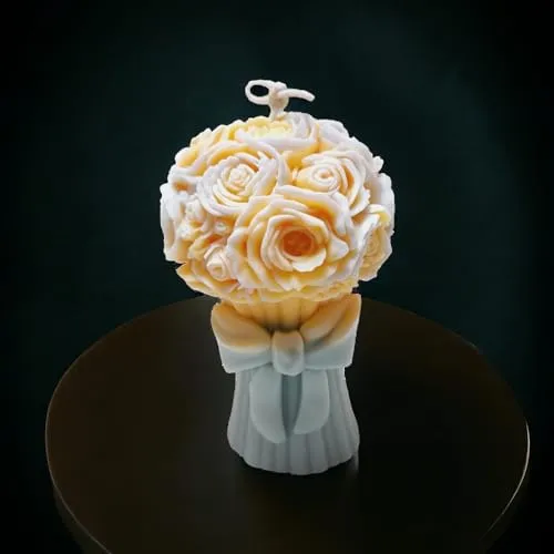 Flower Bouquet Candles Aesthetic Candle Trendy Candles Relax Candle Soy Wax Decorative Candle Aromatherapy Candle for Home Meditation (4.5x3Inch, 205 Grams, 1 Pc of Candle)
