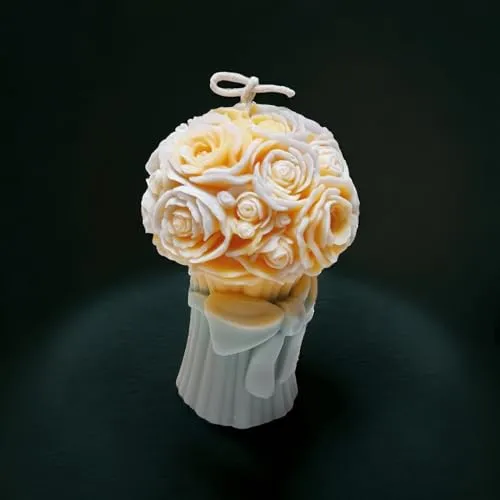 Flower Bouquet Candles Aesthetic Candle Trendy Candles Relax Candle Soy Wax Decorative Candle Aromatherapy Candle for Home Meditation (4.5x3Inch, 205 Grams, 1 Pc of Candle)