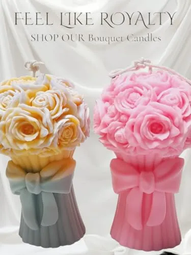 Flower Bouquet Candles Aesthetic Candle Trendy Candles Relax Candle Soy Wax Decorative Candle Aromatherapy Candle for Home Meditation (4.5x3Inch, 205 Grams, 1 Pc of Candle)