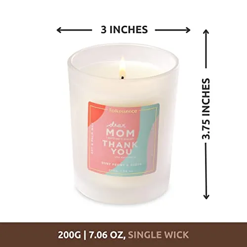 Folkulture Scented Candles for Home or Candle Gifts for Women |Ruby Peony and Suede | 50 Hrs of Burn Time | 7.06 Oz Soy Candles Jar | Mothers Day Gifts from Daughter & Son for Mom (Best Mom Award)