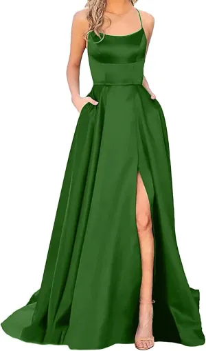 Formal Dresses for Women 2024 Summer Plus Size Sleeveless Side Slit Satin Cocktail Wedding Guest Maxi Dress for Curvy Women