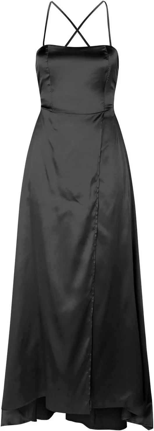 Formal Dresses for Women 2024 Summer Plus Size Sleeveless Side Slit Satin Cocktail Wedding Guest Maxi Dress for Curvy Women