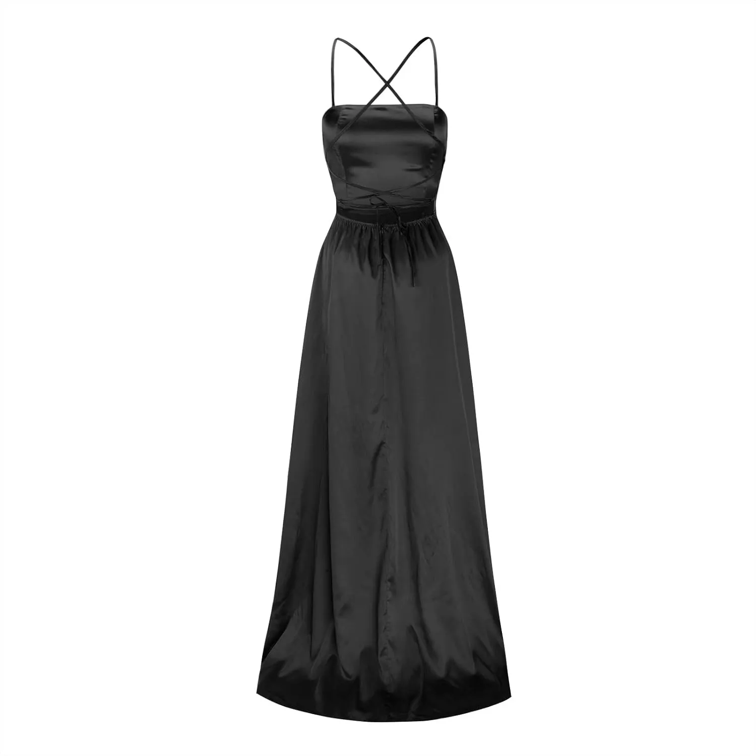 Formal Dresses for Women 2024 Summer Plus Size Sleeveless Side Slit Satin Cocktail Wedding Guest Maxi Dress for Curvy Women