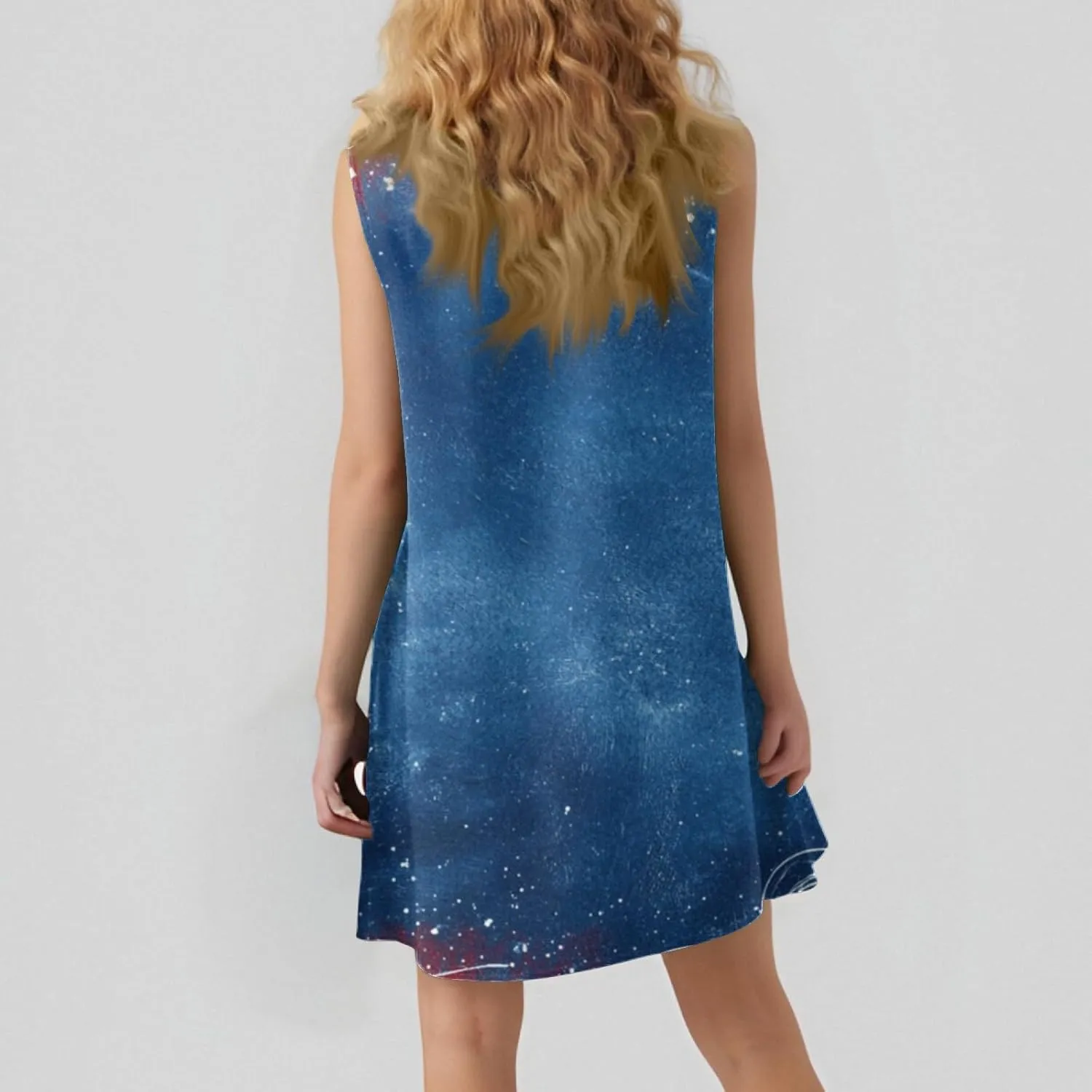Fourth of July Dresses for Women Summer Red White and Blue Patriotic Dress Knee Length Aline Sleeveless Tank Dress
