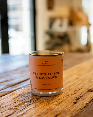 French Linen And Lavender-Gold Lid Candle