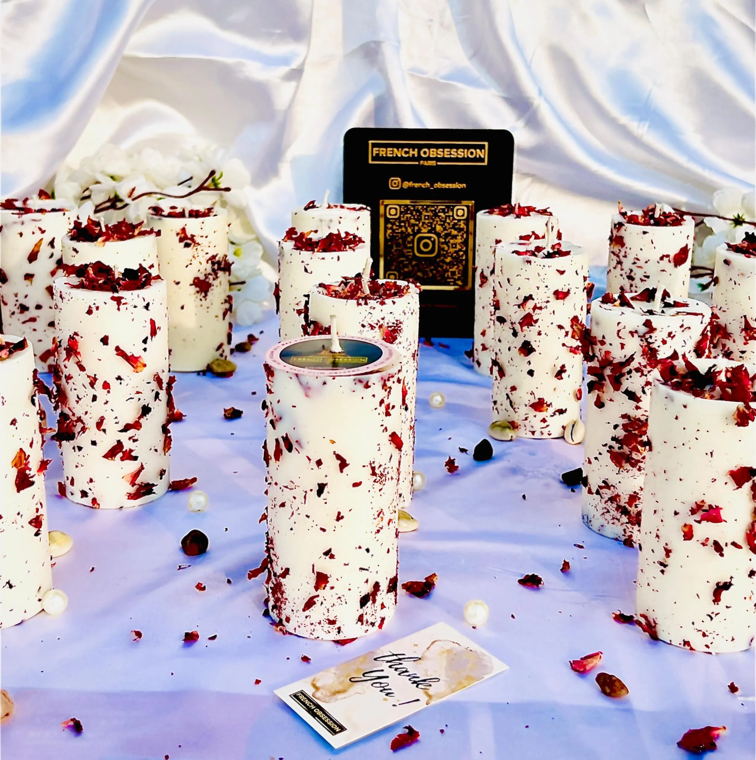 French Obsession Scented Soy Wax Pillar Candle Set of 2 | Real Dried Rose Petals Infused | Scented Candles for Home Decor Gift Set for Women & Men| Smokeless Aromatherapy Scented Candle
