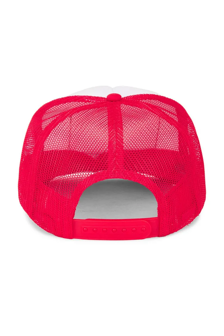 Friday Feelin Locals Only Trucker Hat in Red Split