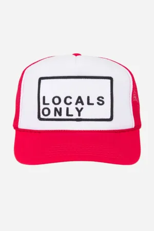 Friday Feelin Locals Only Trucker Hat in Red Split