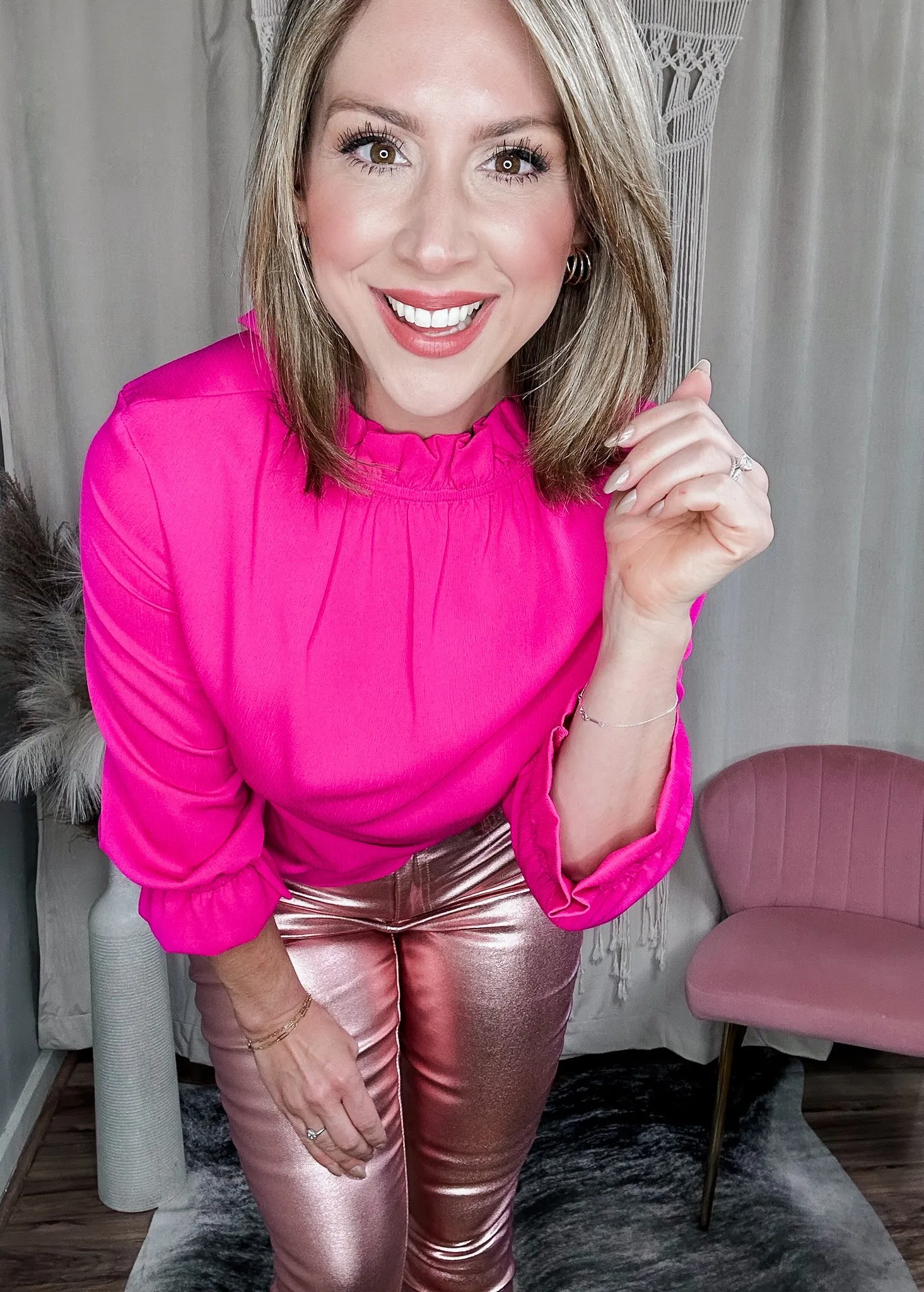 Fuchsia Elisa Long Sleeve Blouse