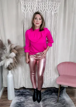 Fuchsia Elisa Long Sleeve Blouse