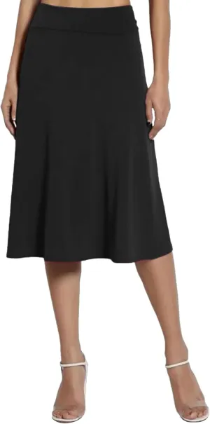 FZVYD Womens Midi Skirts Solid Summer Skirt Plus Size Casual Skirts A Line Maxi Skirt Comfy Stretch Skirt Below Knee Skirts
