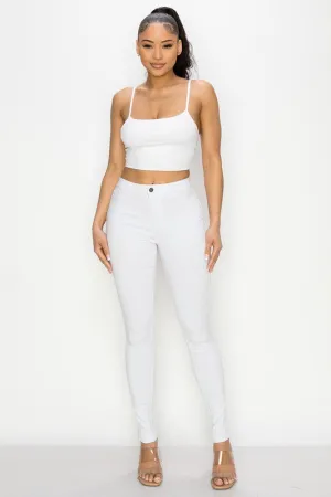 Gallie White High Waist Skinny Pants
