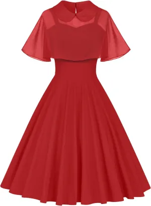 GownTown Women's 1950s Cloak Two-Piece Cocktail Dress