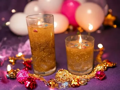 GURUKUL BHARAT Colorful Twin Pack Decorative Dinner Candles with Glass Accents Illuminate Every Occasion with Style