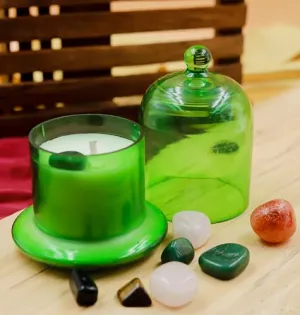 HARINI Green Aventurine Candle: Premium Coconut Soy Wax Candle in Elegant Glass Holder