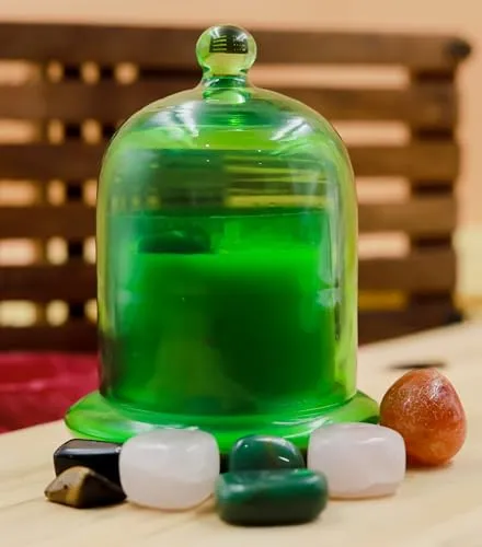 HARINI Green Aventurine Candle: Premium Coconut Soy Wax Candle in Elegant Glass Holder