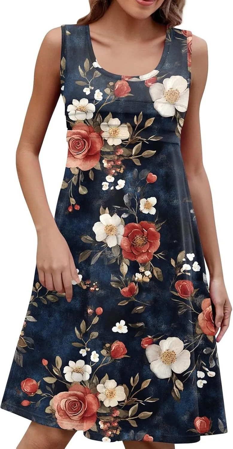 Hawaiina Dress for Women 2025 Summer Casual Petal Slim Striped Ruffle Floral Sundresses Plus Size Tropical Dresses