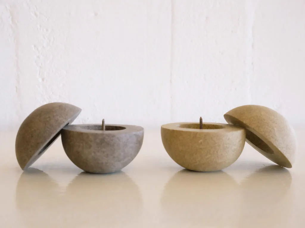 Haze Candle Holder: Kodama, Yamabuki Beige
