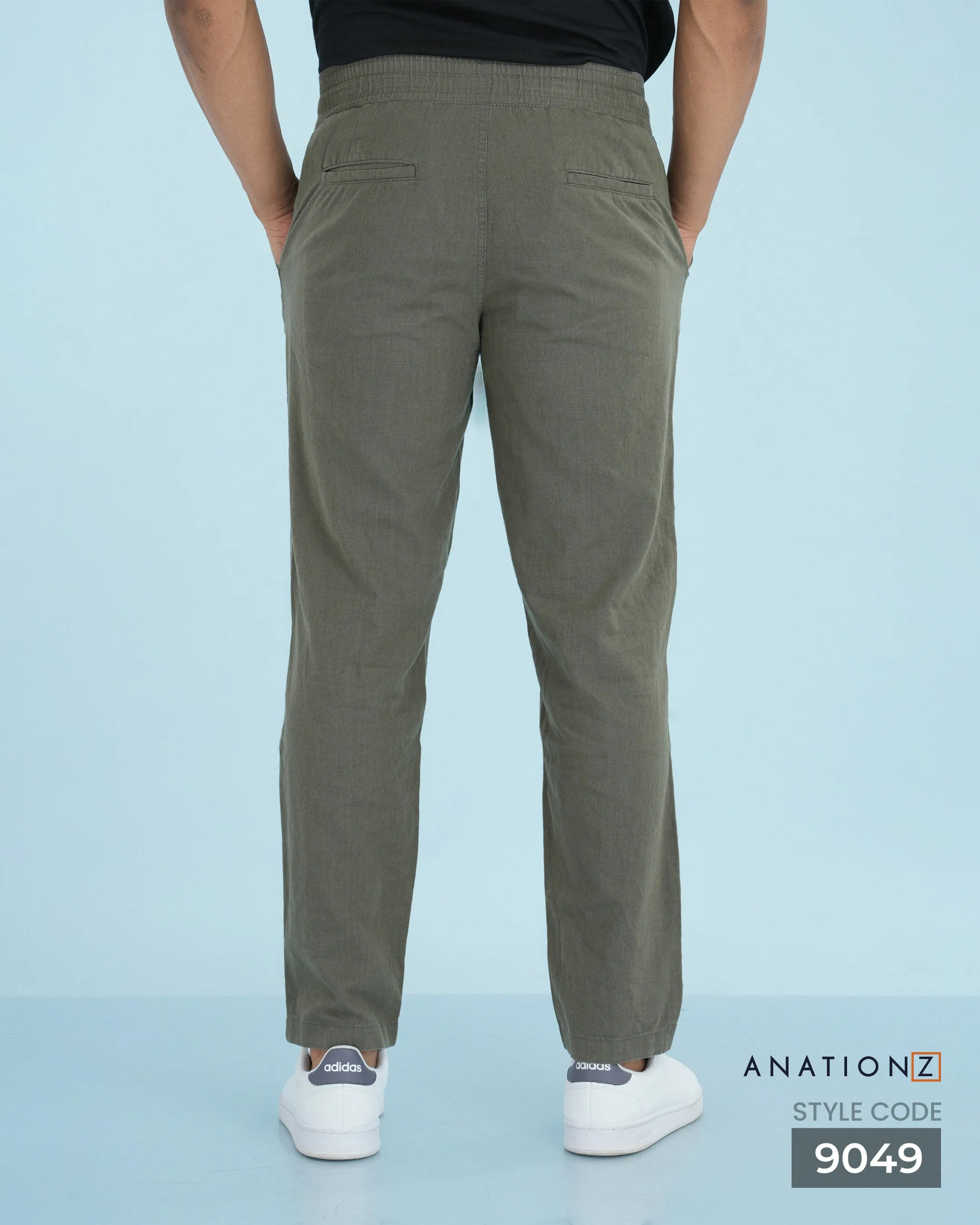 Heritage Linen Cotton Relaxed Pant - Olive Green