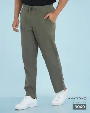 Heritage Linen Cotton Relaxed Pant - Olive Green