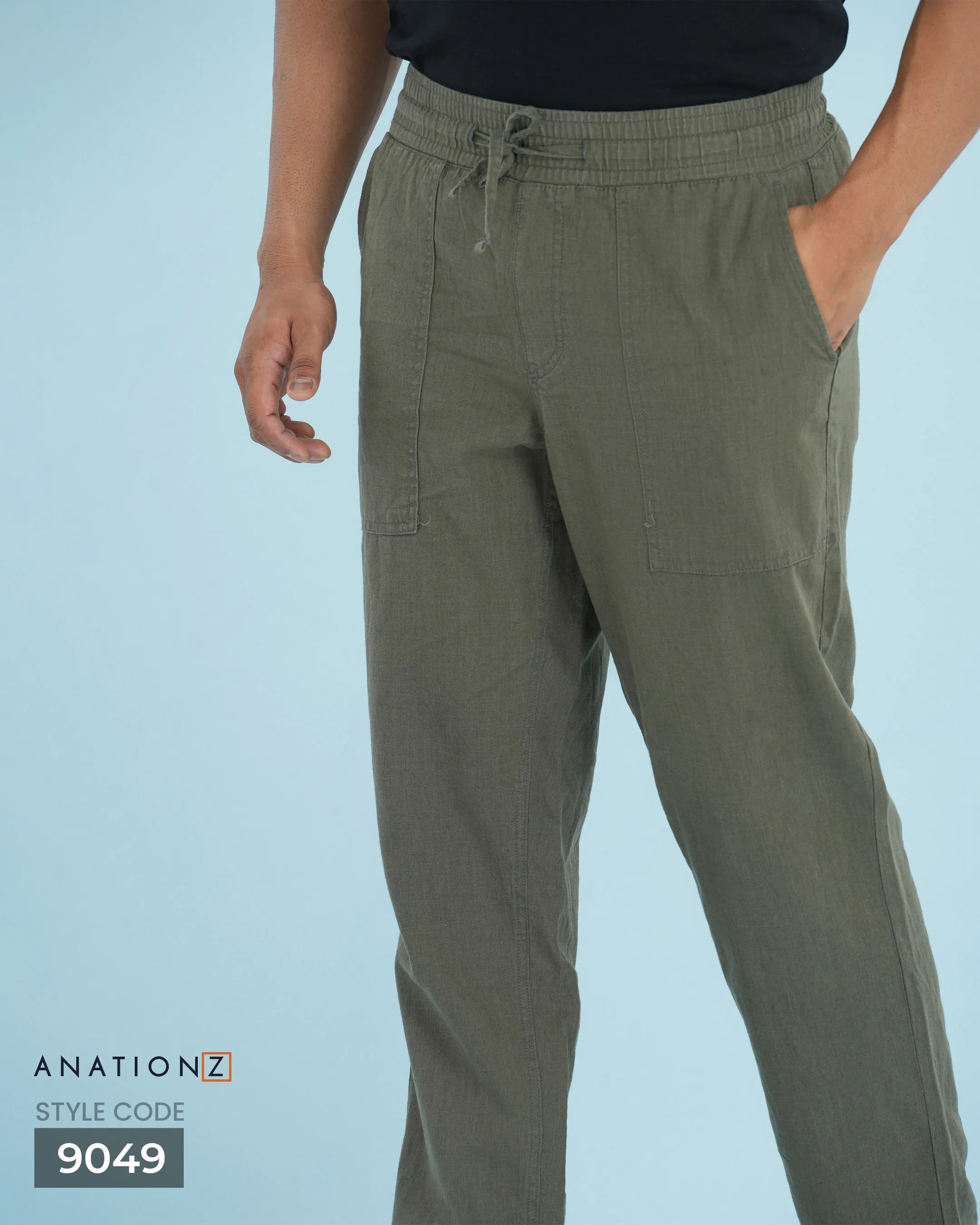 Heritage Linen Cotton Relaxed Pant - Olive Green