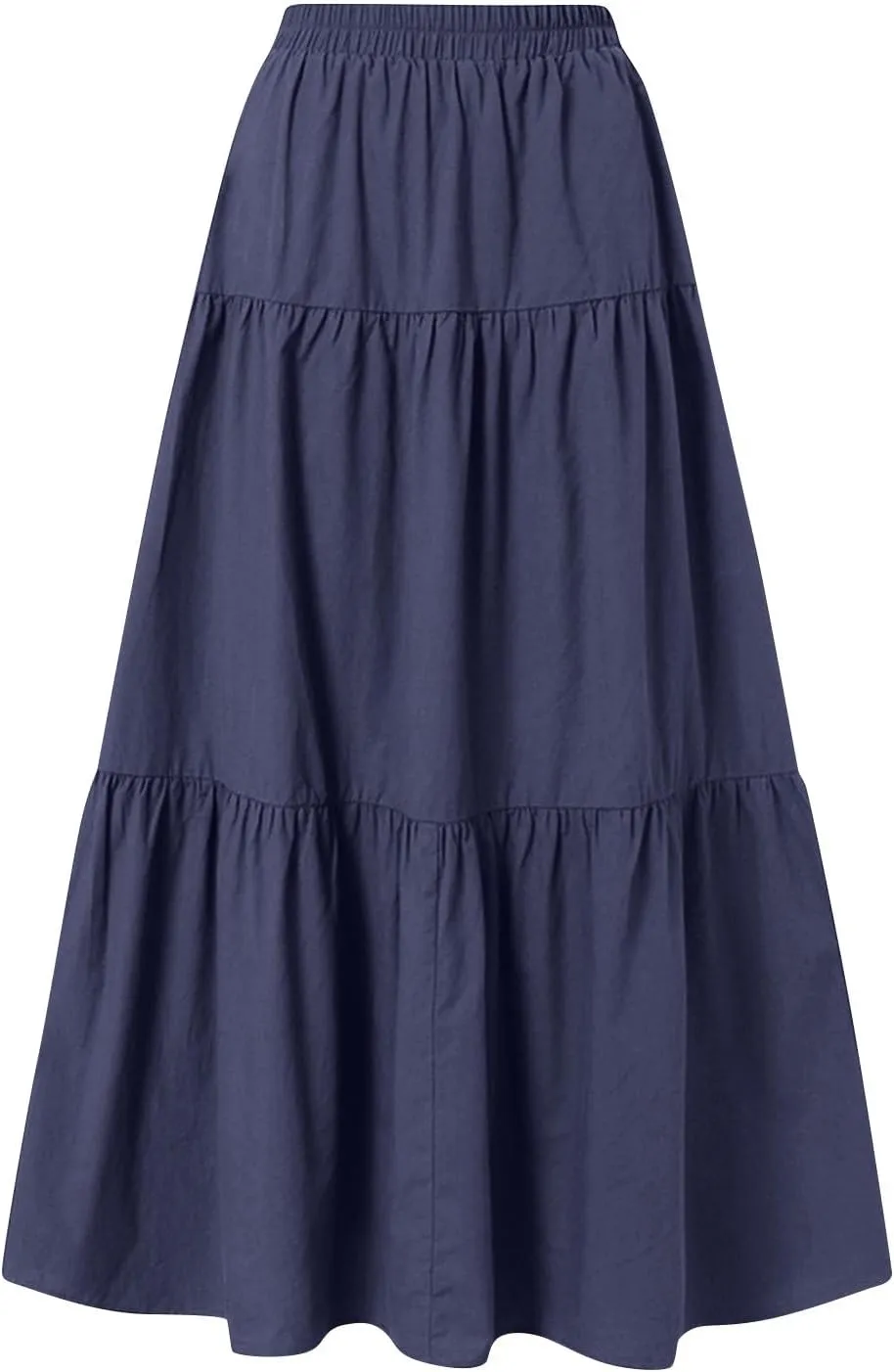 High Waist Tiered Skirts for Women Tiered A Line Ruffle Summer Pleated Flowy Elastic Skirts with Pockets