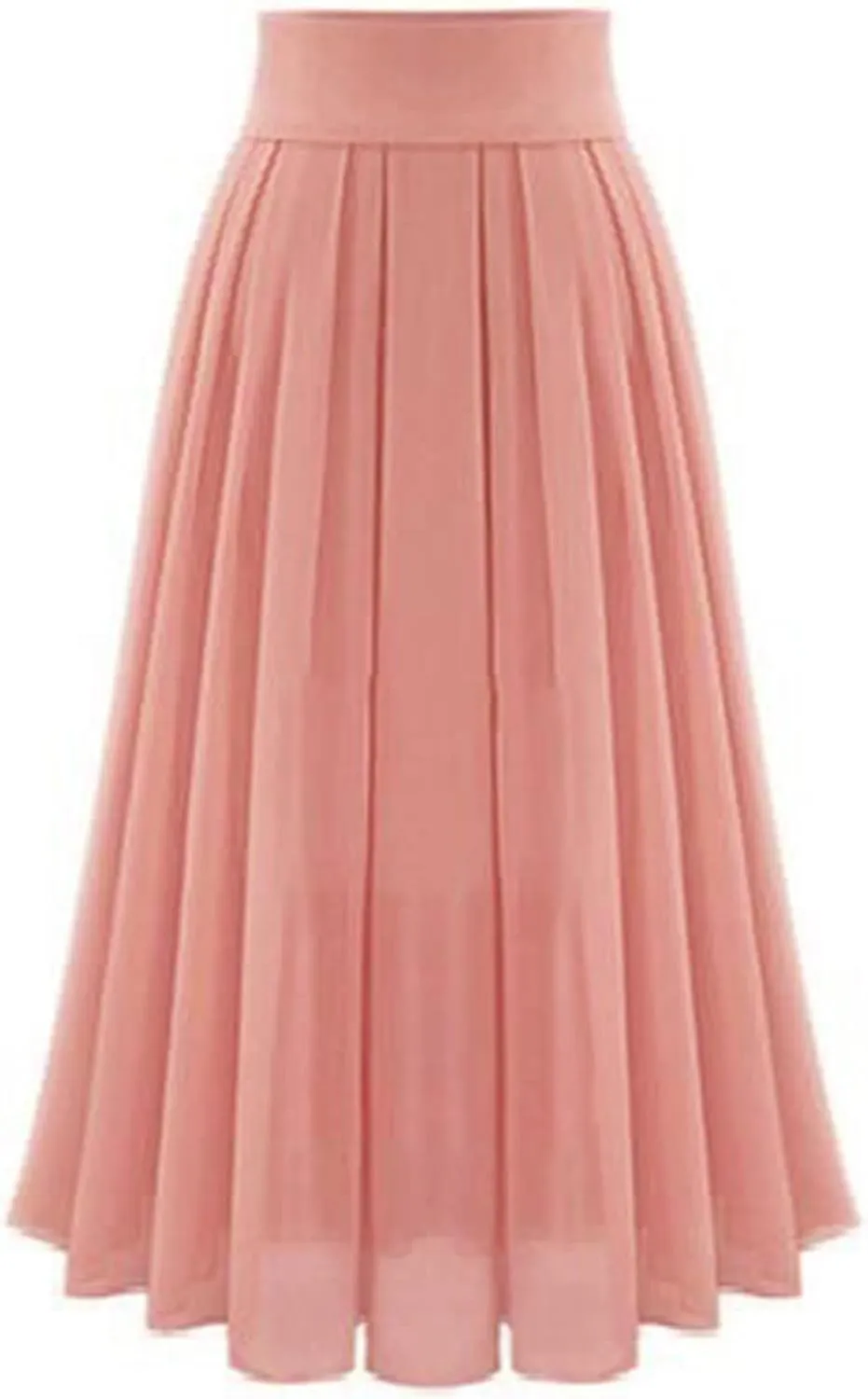 High Waisted Maxi Skirts for Women Summer Chiffion Pleated Ruffle Long Skirt Elegant Elastic High Waist Work Skirts