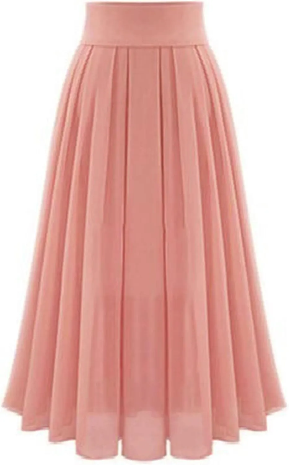 High Waisted Maxi Skirts for Women Summer Chiffion Pleated Ruffle Long Skirt Elegant Elastic High Waist Work Skirts