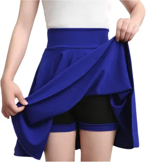 High Waisted Skirts for Women A Line Flare Skirt with Shorts Flowy Dance Skirt Vintage Swing Skirt Pleated Skorts