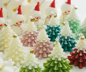 Hola Christmas Tree Candle Pack of 3 - Christmas Tree Shaped Scented Wax Candle - Christmas Candles Gift for Xmas Party Holiday New Year Decoration (Red, Pink, Green)