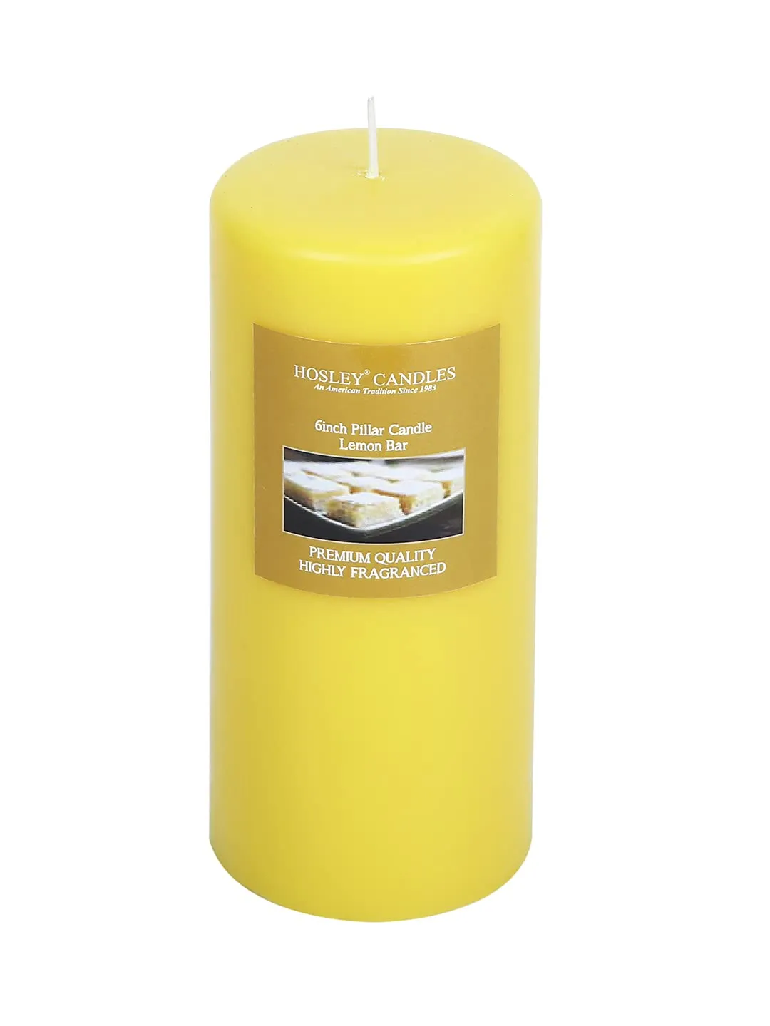HOSLEY Lemon Bar Fragrance Yellow Pillar Candles|Soy & Paraffin Wax Candles for Home Decor|90 Hours Burn Time Each| Smokeless & Dripless|2.75 Inch Diameter|Pack of 3 (6 Inch Long Each)
