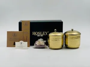 HOSLEY Rose Fragrance Metal Jar Candle with Metal Lid Gift Set| Scented Gold Jar Candle Perfect for Home Decor|40-45 Hours Burning Time|Long Lasting|Clean Burning Smokeless|Pack of 2 (8 Oz Wax)